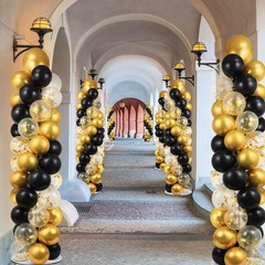Set De 2 Columnas Para Globos Negro Y Dorado Para Boda Y Regreso A Clases