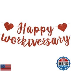 RICHHHA Red Glitter Happy Workiversary Banner – NO DIY -Red Work Anniversary