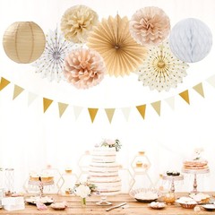 Beige-Champagne Gold White-Peach Boho Party-Decorations – 20pcs Neutral Baby …
