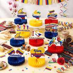 9 Pcs Colombia Party Decorations Theme Honeycomb Centerpieces Yellow Blue Red Fl