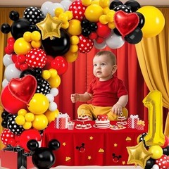 1st Birthday Decorations for Boys – Red Black Yellow Balloon Arch, ONE-derful Ba