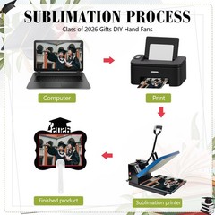 12 Pcs Sublimation Graduation Fans Blank with Handle 6.7 x 6.3 Personalized D…