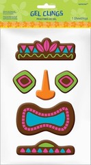 Sun-Sational Summer Luau Party Totem Face Gel Cling Sticker Decoration, Rubber,