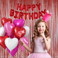 Red Foil Fringe Curtains 3 Pack 3.2 x 8.2 ft Shiny Tinsel Backdrop for Birthd…