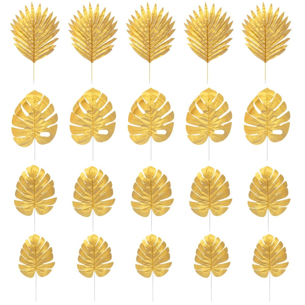 Tropical Leaf Decor Plastic 20 Pack Gold Palm Leaf Party Wedding Table Backdrop