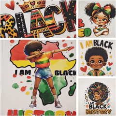 Black History Month Iron-On Transfers Stickers, 5 PCS African American February