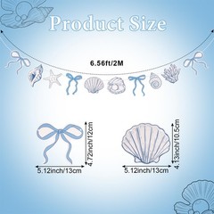 2 Pack Blue Bow Starfish and Shell Banner 6.56 ft Beach Party Paper Hanging D…