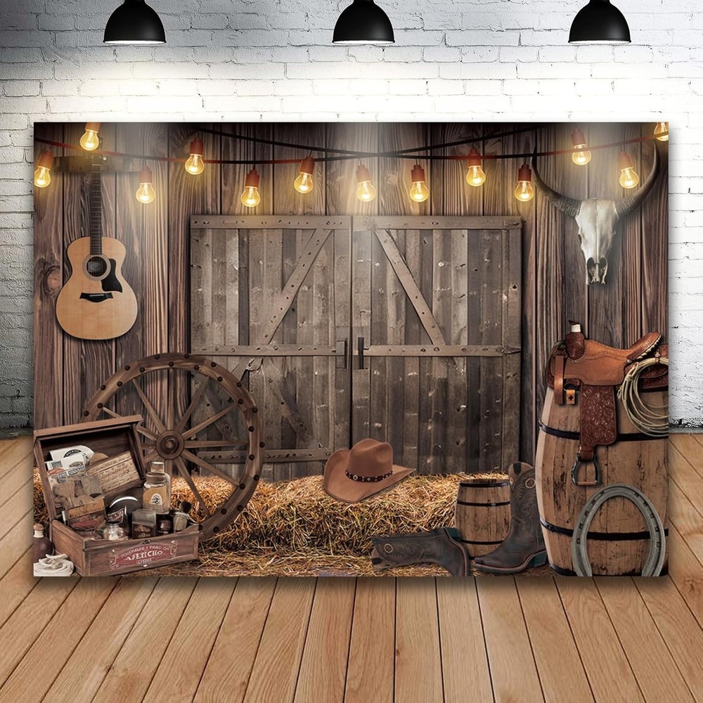 Western Cowboy Backdrop Party Decor Wild West Rodeo Decor Rustic Background