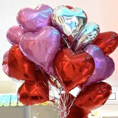 60 PCS Heart Shape Foil Balloons, 10 Inch Red Pink Silver Heart Foil Balloons…