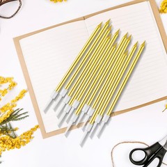 BEAN LIEVE 30-Count Gold Long Thin Metallic Birthday Candles, Cake