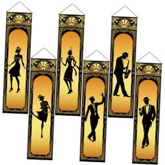 Pcs Roaring Party Decorations Black Gold 19Hanging Banner for Retro 6 20s