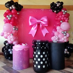 Pink and Black Balloon Arch Kit, 115Pcs Pastel Hot Pink Black White with Expl…