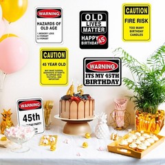 45Th Birthday Party Decorations – 9PCS Wall Signs Funny Tags for Adults 45 Years