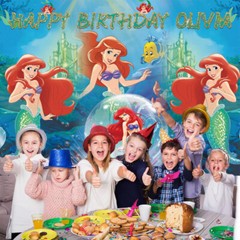 Ariel Princess Personalised Custom Banner Backdrop Party Supplies Birthday Gift