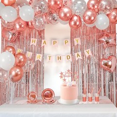 253 Pcs Birthday Decorations For Women, Rose Gold Party Decorations, Happy Birth