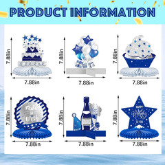 12 Pieces Birthday Table Decorations Blue Honeycomb Centerpieces for Table Decor