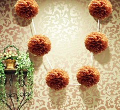 EZ-Fluff 6″ Brown Hanging Tissue Paper Flower Pom Pom, Party Garland Decoration