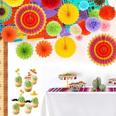 Mexican Themed Party Decorations Cinco de Mayo Set Banner Table Runner Paper Fan