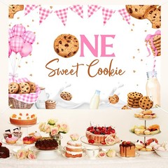 One Sweet Cookie Backdrop – Milk and Cookies First Birthday Party Decorations…