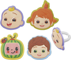 Cocomelon Playtime Rings | 24 Cupcake Toppers Featuring JJ, Yoyo & Tomtom | Coc