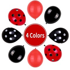 Ladybug Balloons, Red Black Polka Dots Balloons Matte Black and Red Balloon B…