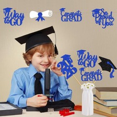 24 PCS Blue White Class Of 2026 Graduation Centerpiece Sticks Table Toppers