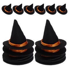16Pcs Mini Black Felt Witch Hats Durable Halloween Bottle Topper Party Decor