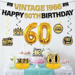 60Th Birthday Decorations Kit – Black Gold 11 Pcs Vintage 1966 Happy 60Th Birthd