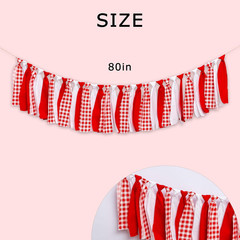 Red and White Gingham Fabric Banner – Checkered High Chair Banner Party Decorati
