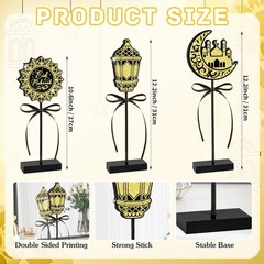 3 Pcs Eid Mubarak Wooden Table Centerpiece Ramadan Mubarak Party Decor Ornament
