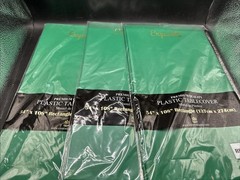 (Lot Of 3) Emerald Green Table Cover – Disposable Plastic – 54in. x 108in.