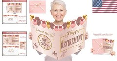 Jumbo Pink Rose Gold Retirement Card with Envelope – Extra Large 22×15 Inches