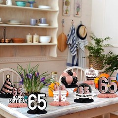 Happy 65th Birthday Rose Gold Table Honeycomb Centerpieces Cheers to 65th Bir…