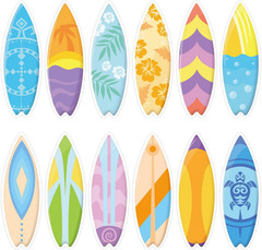60 Pcs Surfboard Cutouts with Glue Points, Hawaii Summer Paper Cut Outs for Bull