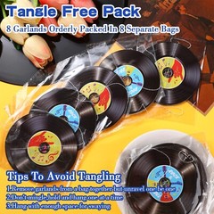 Cindeer 8 Pieces Rock and Roll Party Decorations Retro Record Party Garlands …
