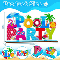 Pool Party Decorations Wood Table Centerpieces 11.81″ X 6.37″ Summer Pool Party