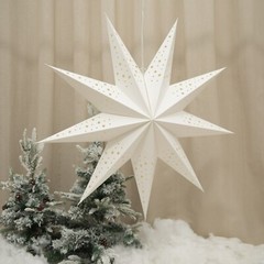 Nine-pointed Paper Star Lantern, 29Inch White Origami Hanging Lamps, Party Decor