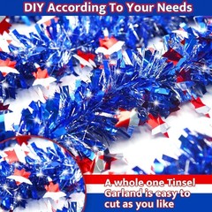 50FT 4th of July Decorations, Red White and Blue Garland 4th of July Garland …