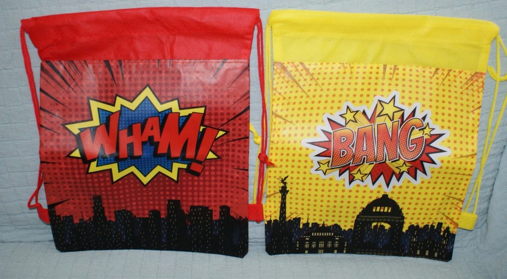 Set of 2 Party Backpacks Super Hero Bang Wham ! Fast Shipping Baby Children ++