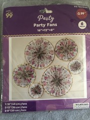 Hanging Paper Fans Set Paper Decorations for Party Birthday Pink Gold Flowers