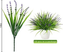 10 Pcs Artificial Plants Outdoor, UV Resistant Fake Outdoor 10pcs, Purple