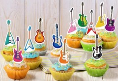 36PCS Guitar Cake Cupcake Toppers Music Lover’s Birthday Rock and Roll Party …