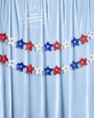 , Red, White + Blue Paper Star Banner | Set of 2, 10ft | 4th of July Banner, …