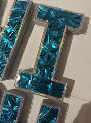 W-I-S-H Styrofoam Lettering Blue Shiny Sparkled Party Decor Big 8”tall