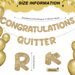 Pre Strung Congratulations Quitter Glitter Banner Funny Retirement Banner Gradua