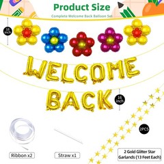 16 Inch Gold ‘WELCOME BACK’ Balloon Banner, Mylar Letter Balloons with 18 Inc…