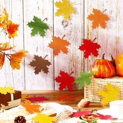 300 PCS Thanksgiving Fall Leaves Bulletin Board Decorations Glitter Maple