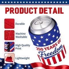 4th of July Decorations Can Cooler Sleeves 250th Anniversary Insulated Can Co…