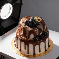 Fake Cake Dessert Artificial Cream with Chocolate Jam Blueberry Cupcake Display