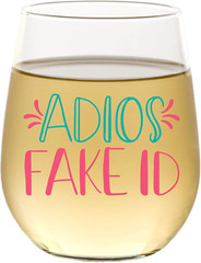 21St Birthday Gifts for Her Unique, Adios Fake ID, Funny Cute Wine Glass for …